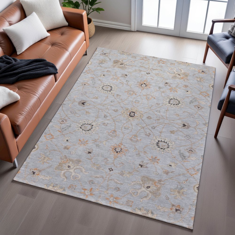 Premium Machine Washable Mayfield AMF1137 Gray 10' x 14' Rug. Picture 6