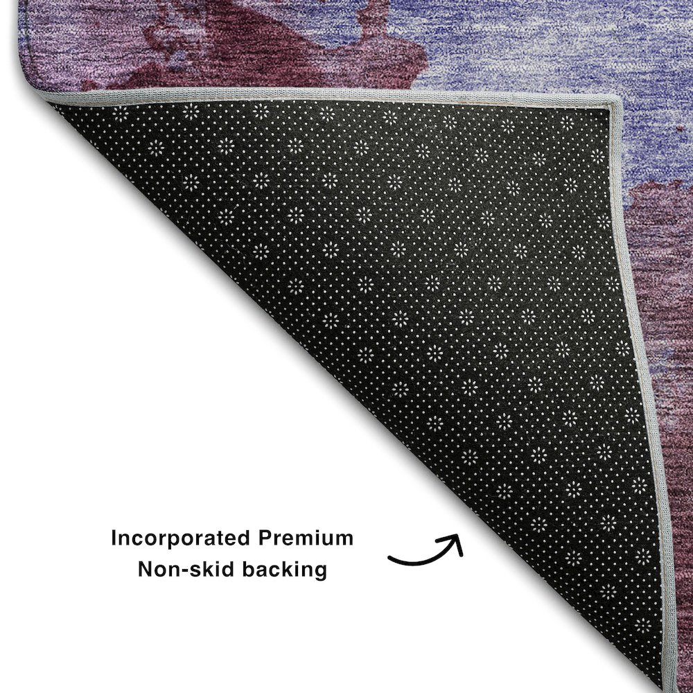 Premium Machine Washable Mayfield AMF1138 Purple 8' x 8' Round Rug. Picture 2