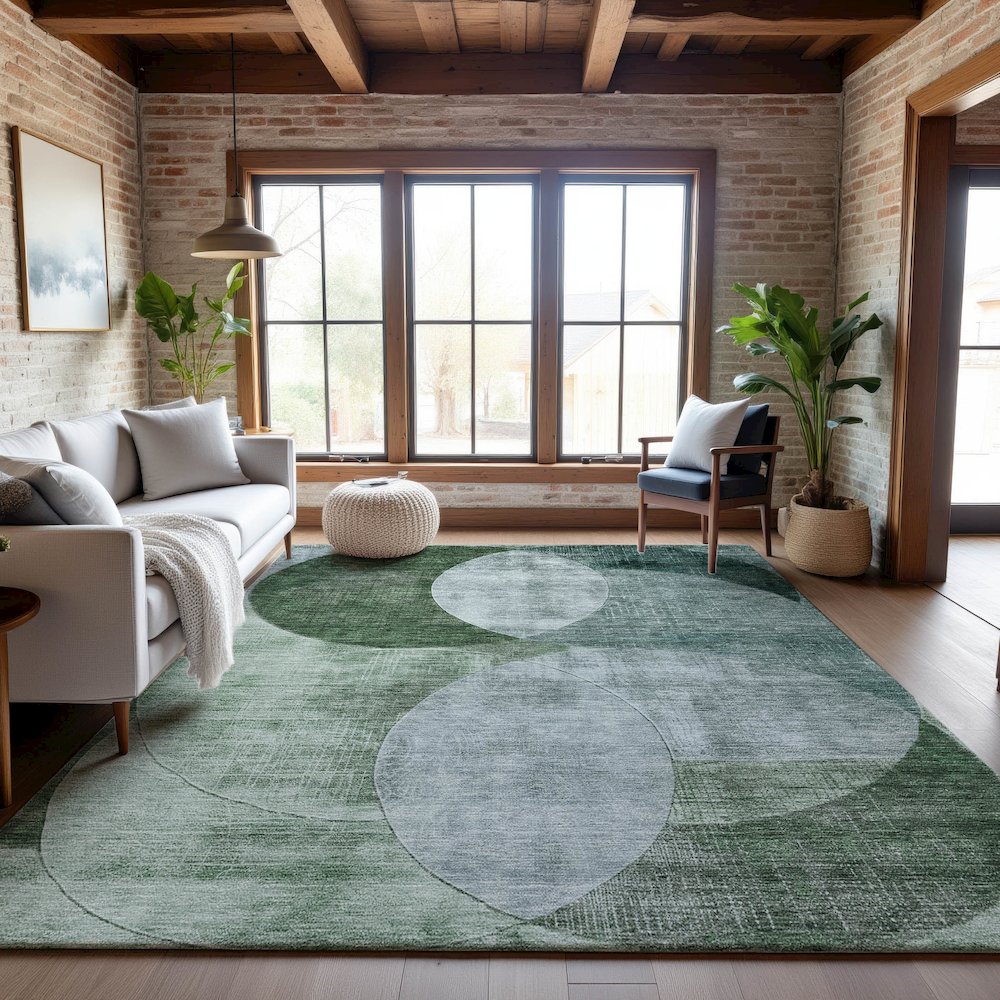 Premium Machine Washable Mayfield AMF1140 Seafoam 10' x 14' Rug. Picture 5