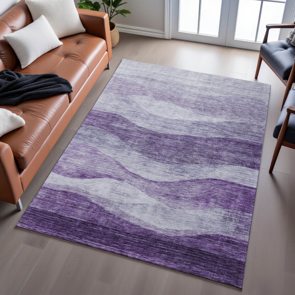Premium Machine Washable Mayfield AMF1141 Lavender 10' x 14' Rug. Picture 6