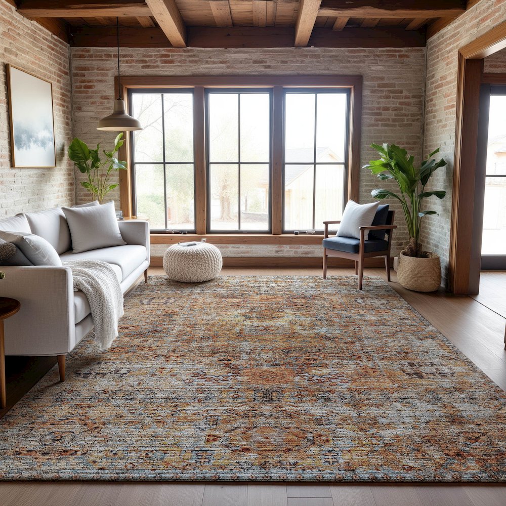 Premium Machine Washable Mayfield AMF1143 Coral 10' x 14' Rug. Picture 5
