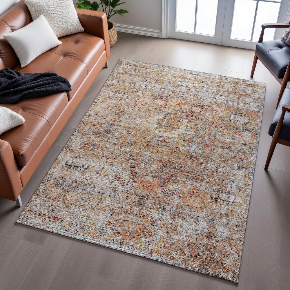Premium Machine Washable Mayfield AMF1143 Coral 10' x 14' Rug. Picture 6