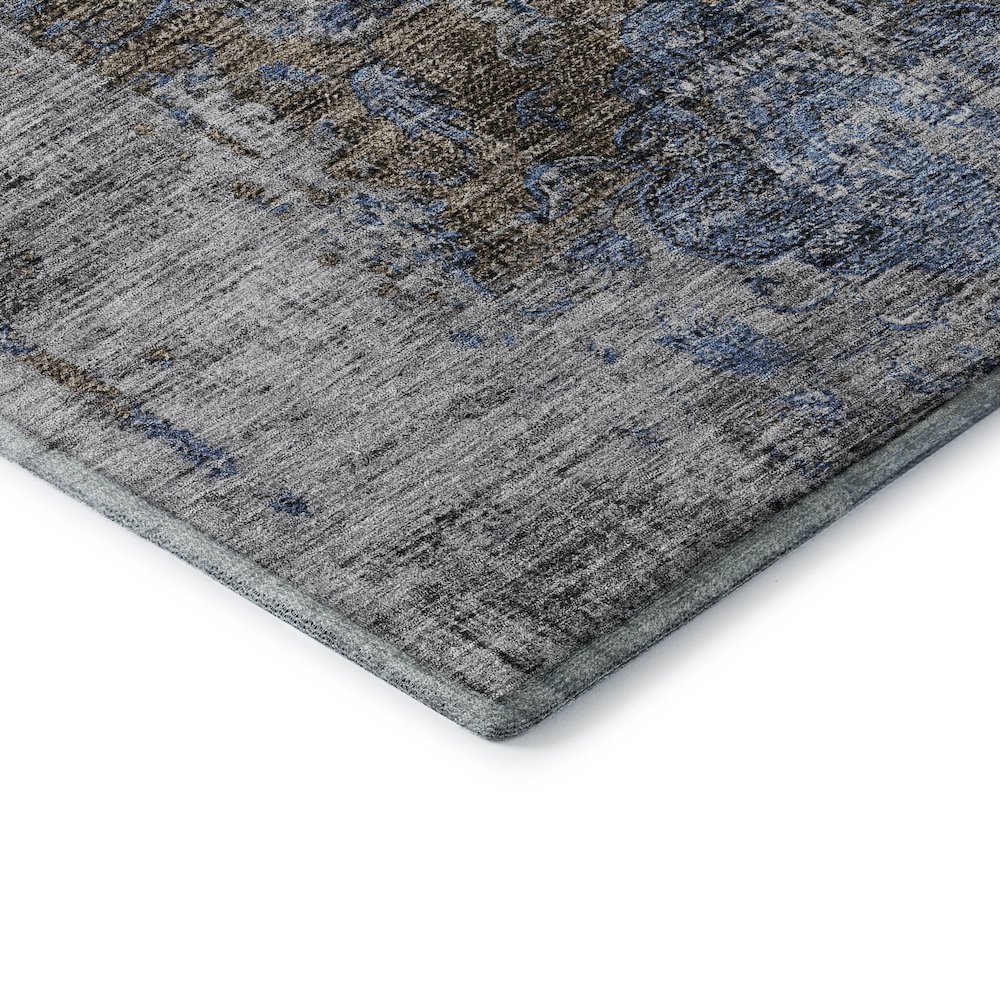 Premium Machine Washable Mayfield AMF1144 Blue 8' x 8' Round Rug. Picture 3