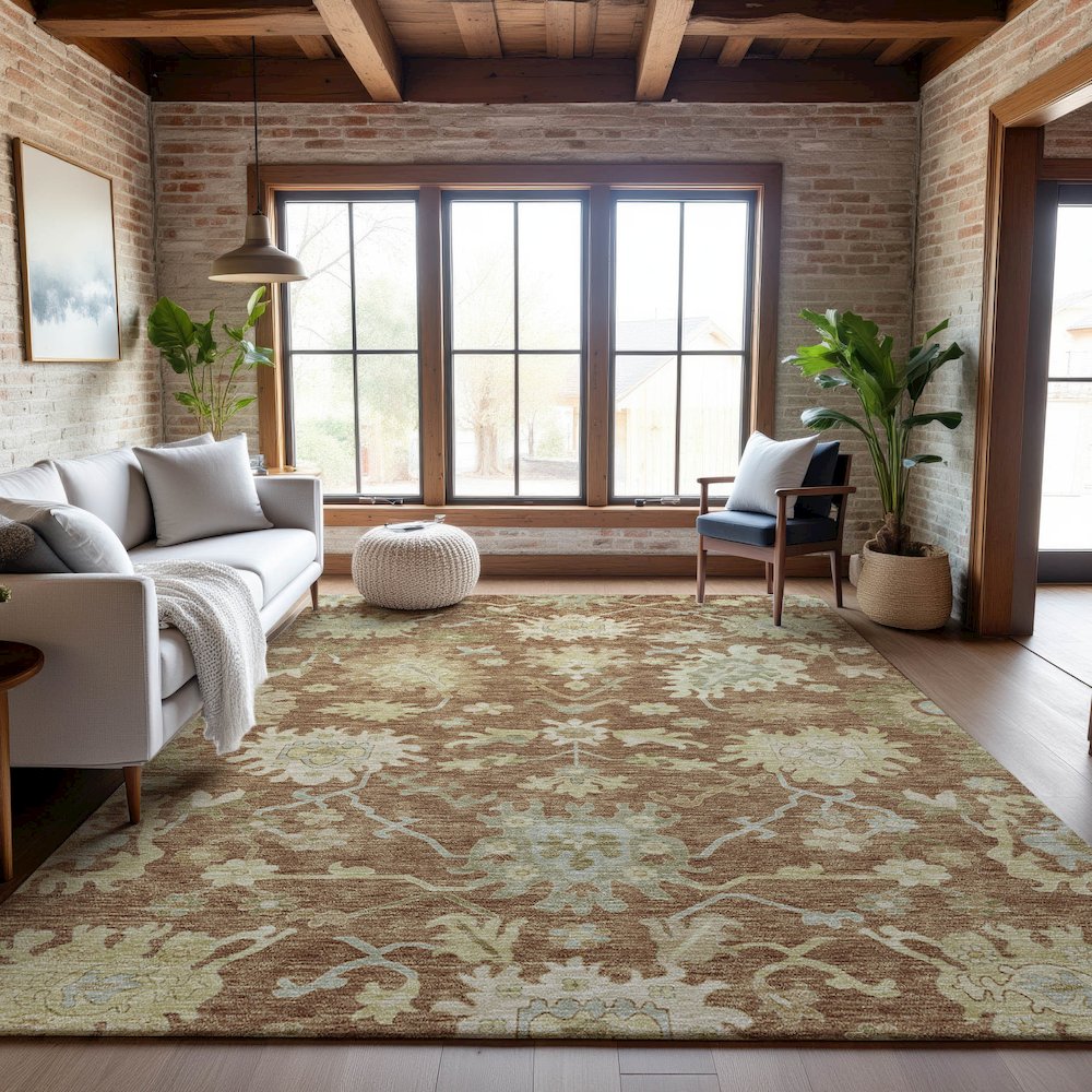 Premium Machine Washable Mayfield AMF1150 Paprika 10' x 14' Rug. Picture 5