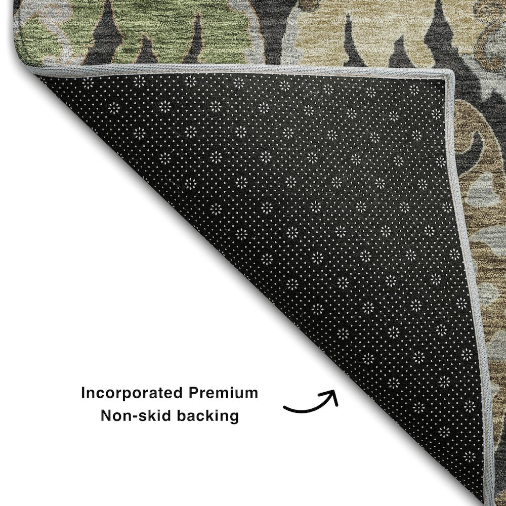 Premium Machine Washable Mayfield AMF1153 Black 8' x 8' Round Rug. Picture 2