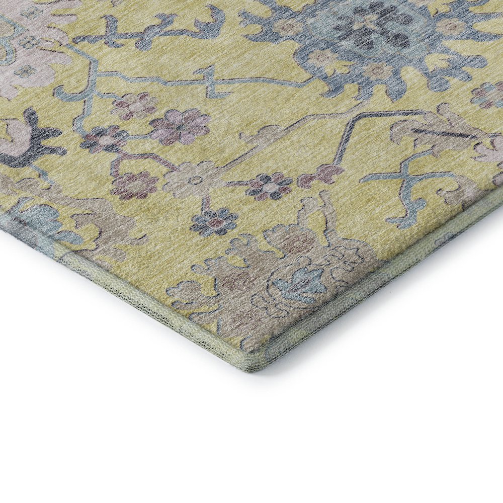 Premium Machine Washable Mayfield AMF1154 Yellow 8' x 8' Round Rug. Picture 3