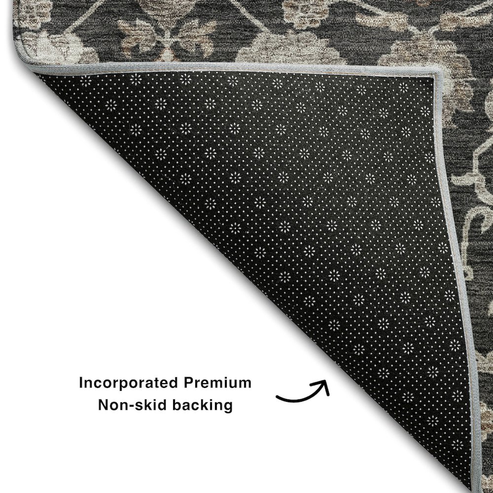 Premium Machine Washable Mayfield AMF1155 Black 8' x 8' Round Rug. Picture 2