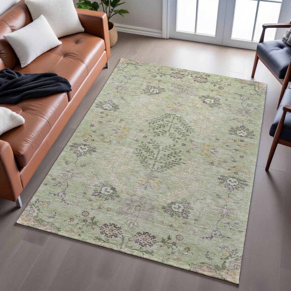 Premium Machine Washable Mayfield AMF1156 Aloe 10' x 14' Rug. Picture 6
