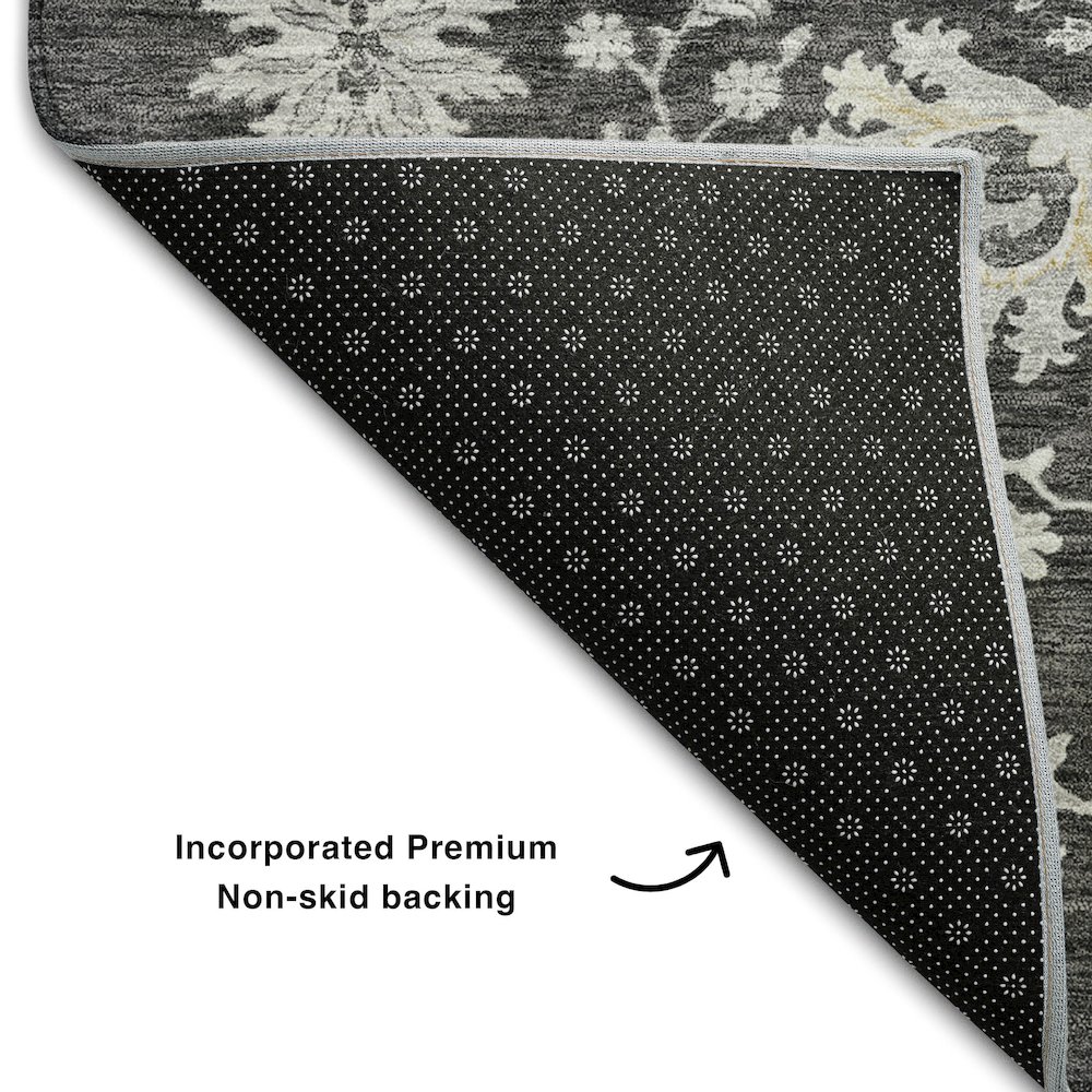 Premium Machine Washable Mayfield AMF1156 Charcoal 8' x 8' Round Rug. Picture 2