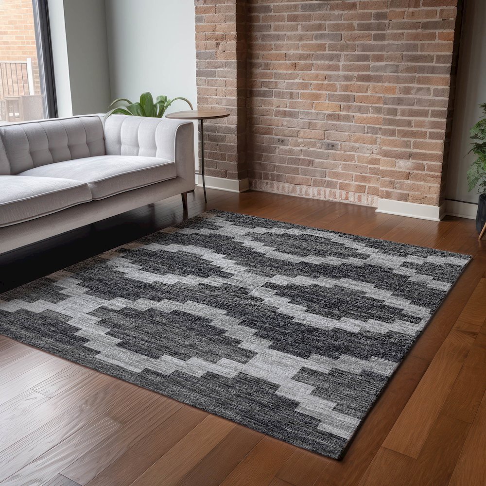 Premium Machine Washable Mayfield  Gray 10' x 14' Rug. Picture 6