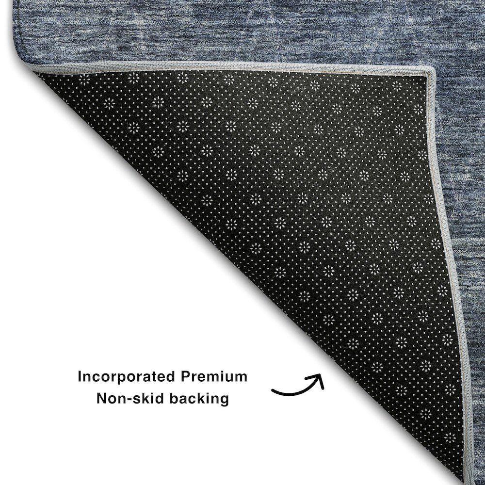 Premium Machine Washable Mayfield AMF1165 Navy 8' x 8' Round Rug. Picture 2