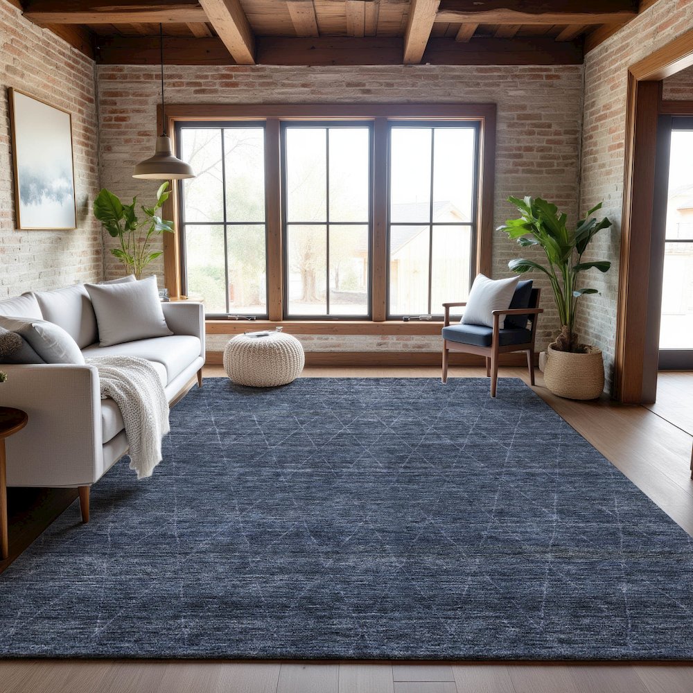Premium Machine Washable Mayfield AMF1165 Navy 10' x 14' Rug. Picture 5