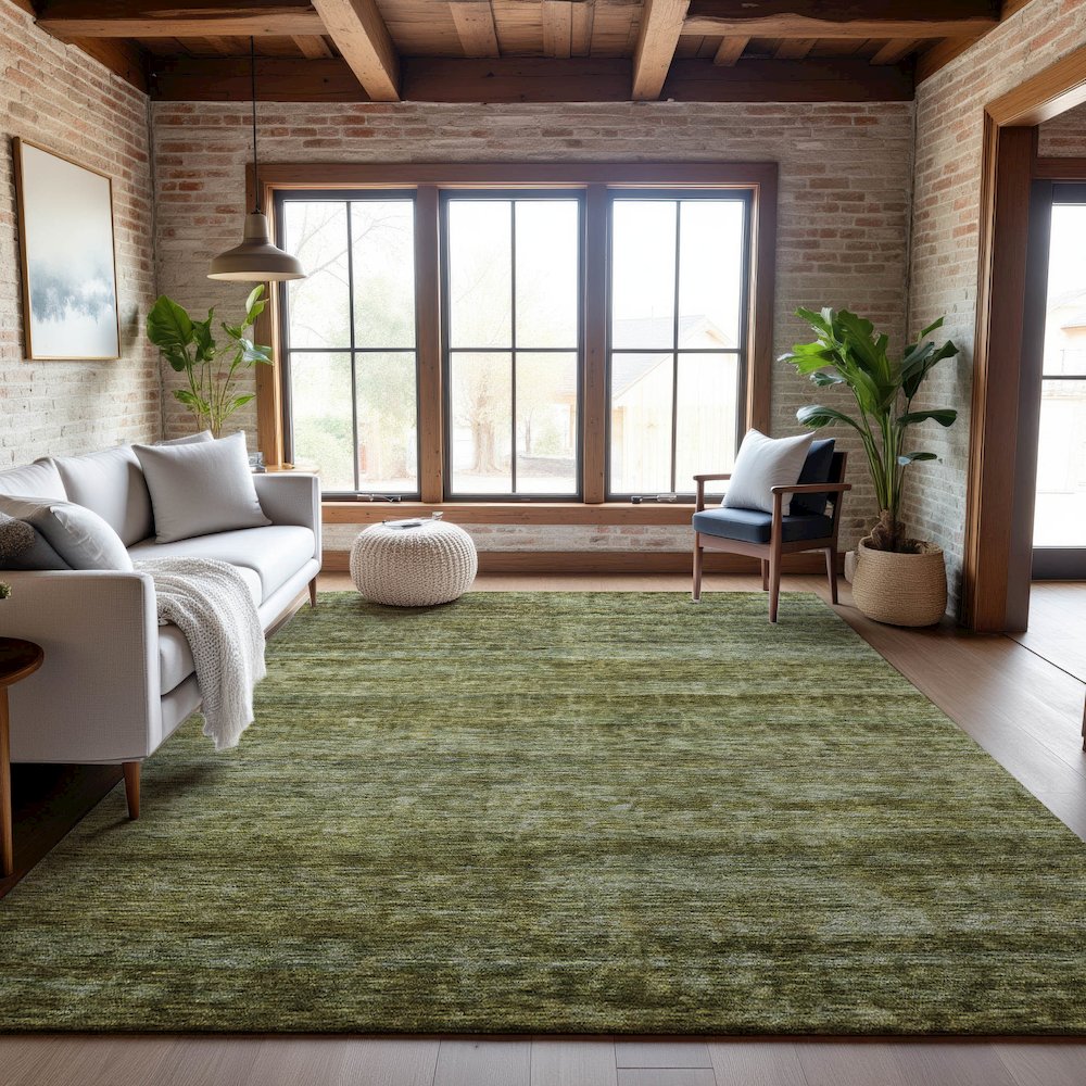 Premium Machine Washable Mayfield AMF1166 Olive 10' x 14' Rug. Picture 5