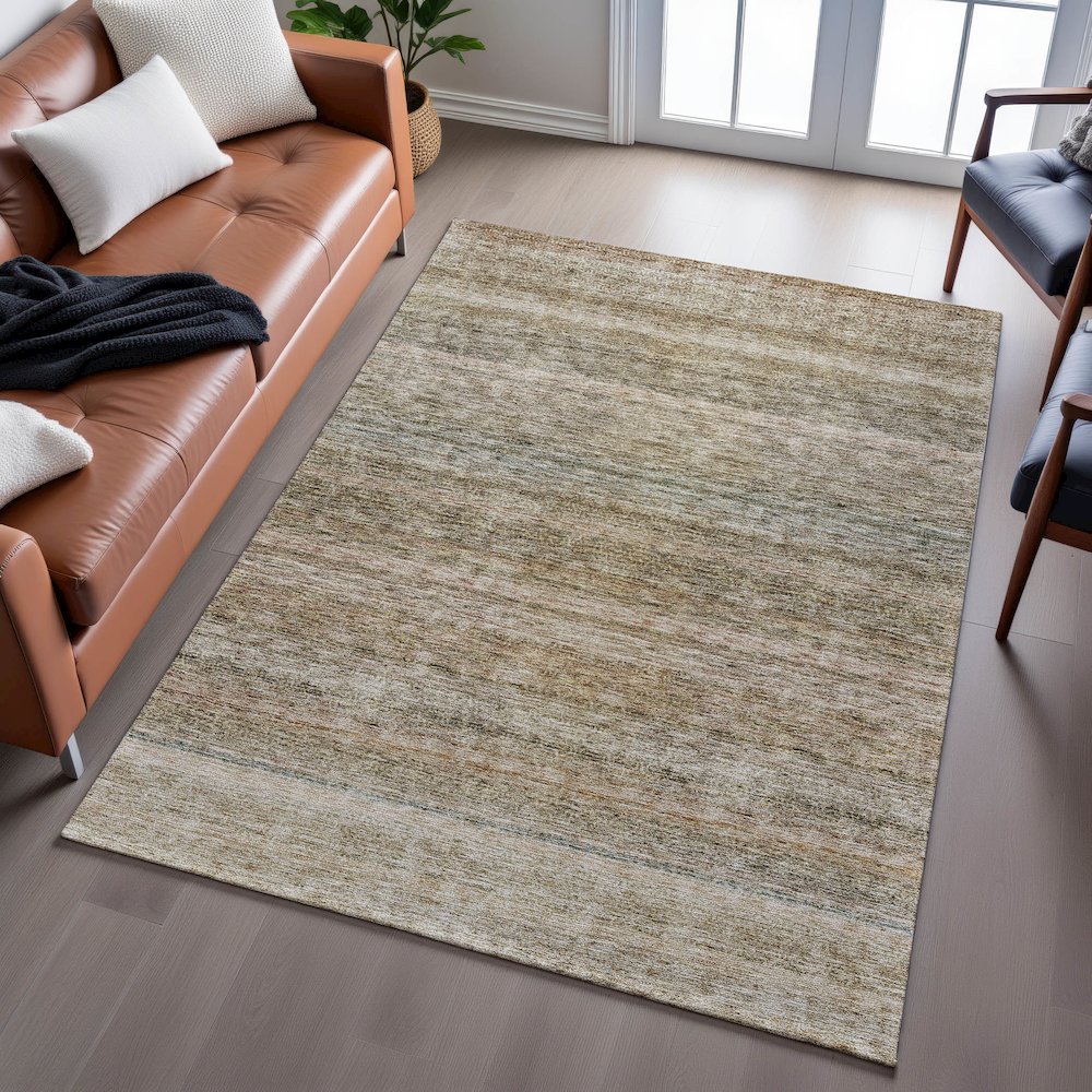 Premium Machine Washable Mayfield AMF1167 Copper 10' x 14' Rug. Picture 6