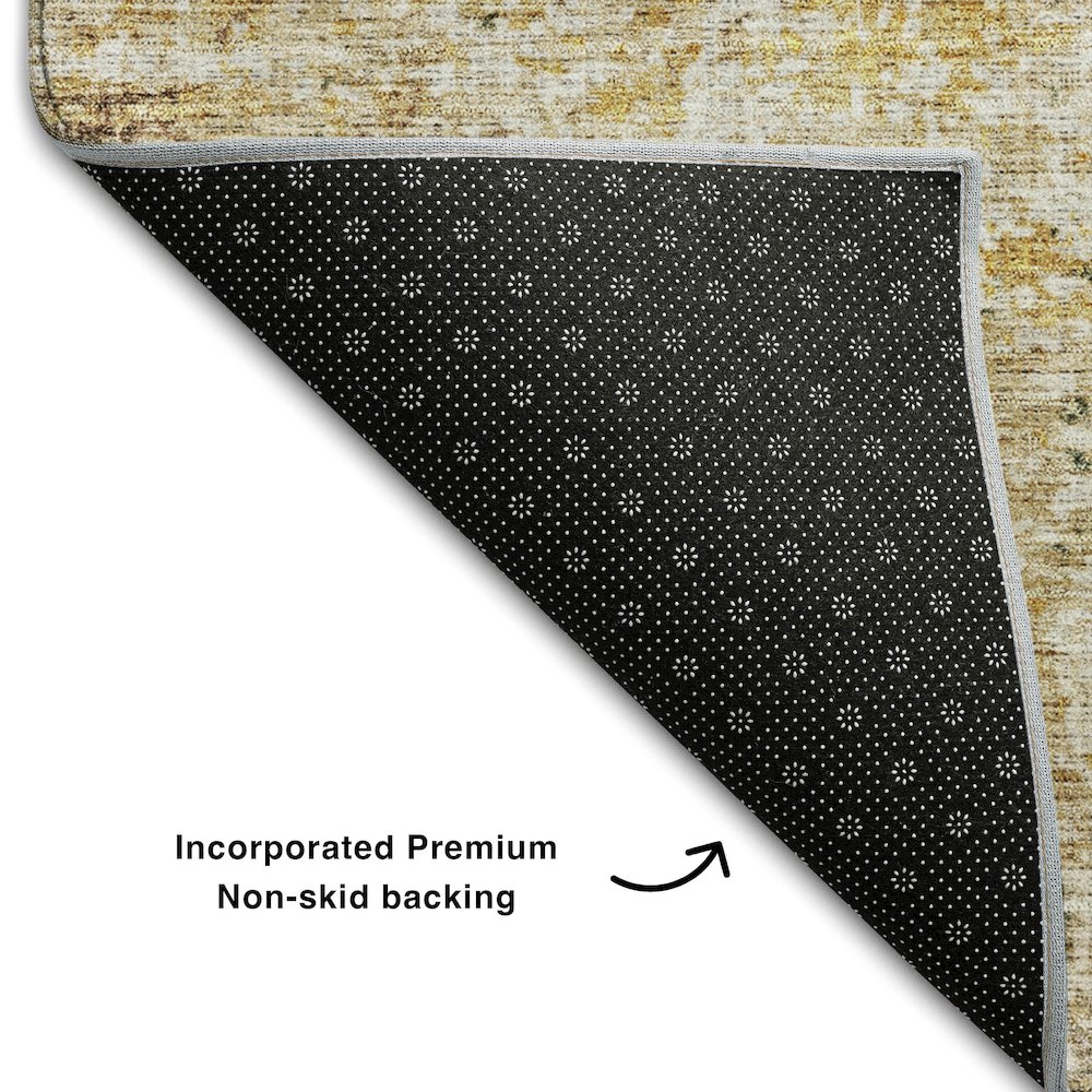 Premium Machine Washable Mayfield AMF1169 Gold 8' x 8' Round Rug. Picture 2