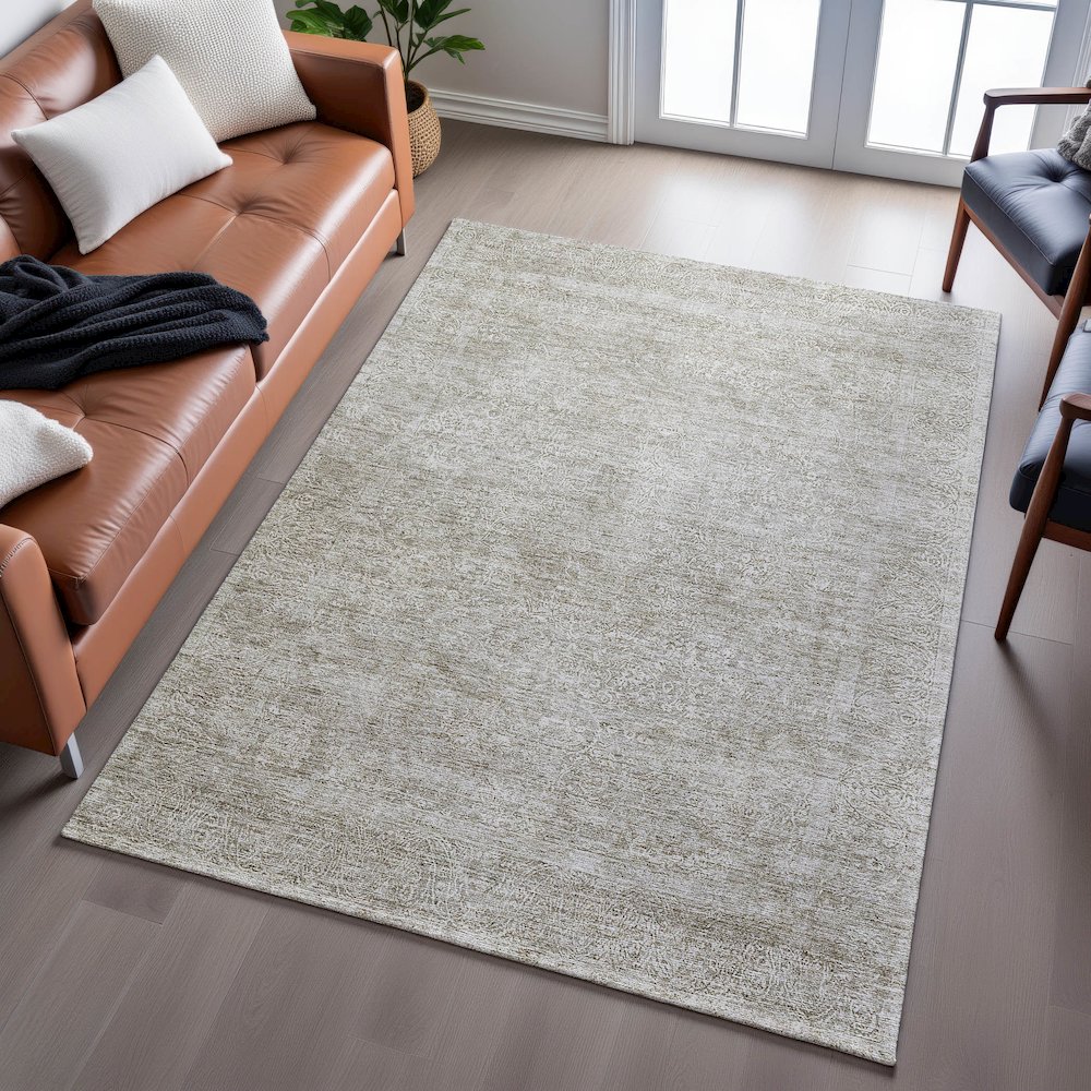 Premium Machine Washable Mayfield AMF1172 Linen 10' x 14' Rug. Picture 6