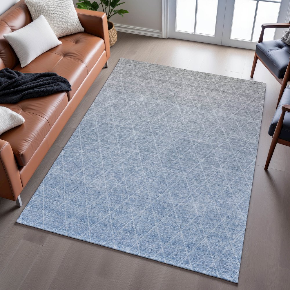 Premium Machine Washable Mayfield AMF1175 Blue 10' x 14' Rug. Picture 6