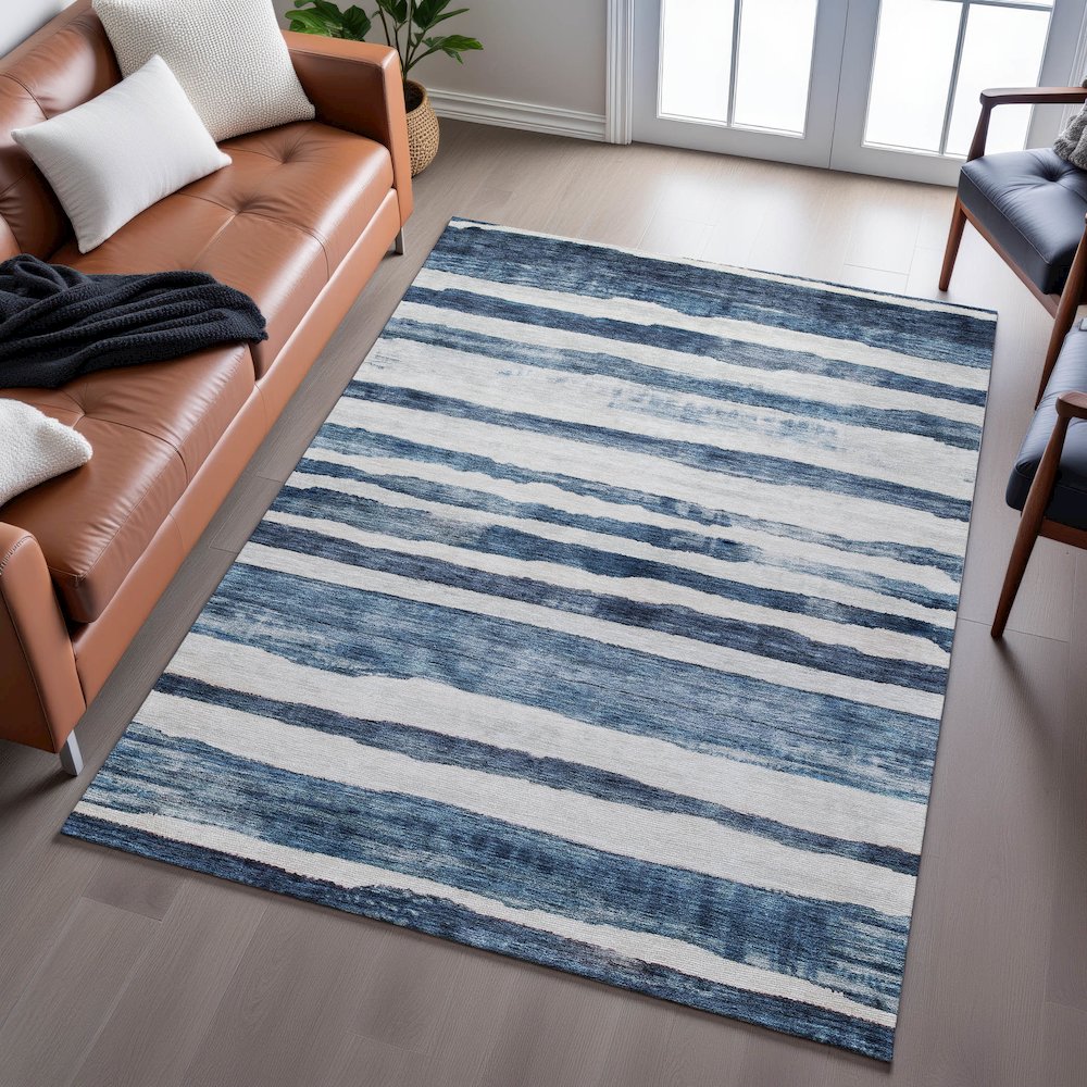 Premium Machine Washable Mayfield AMF1191 Denim 10' x 14' Rug. Picture 6