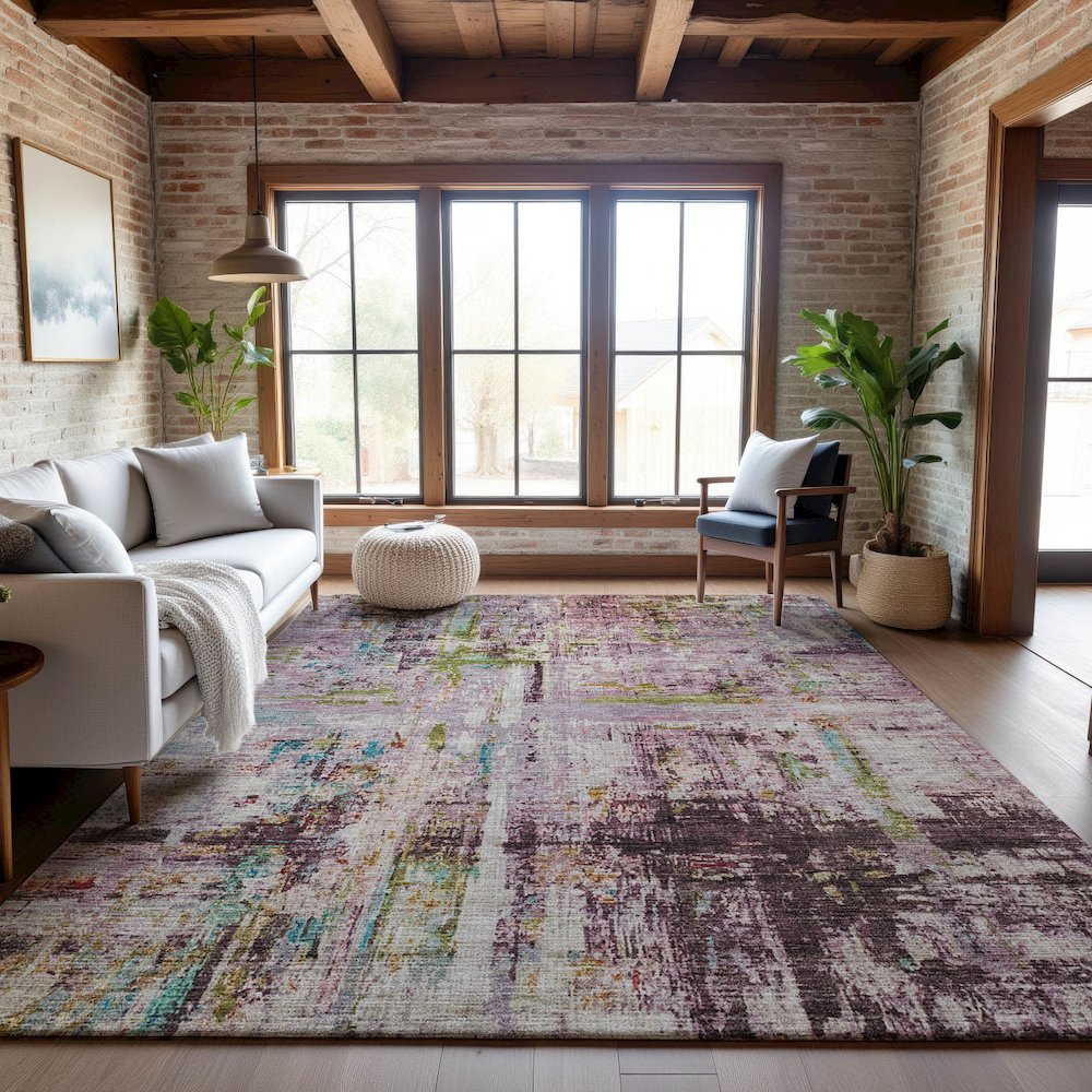 Premium Machine Washable Mayfield AMF1194 Lavender 10' x 14' Rug. Picture 5