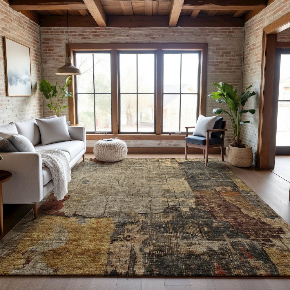 Premium Machine Washable Mayfield AMF1201 Khaki 10' x 14' Rug. Picture 5