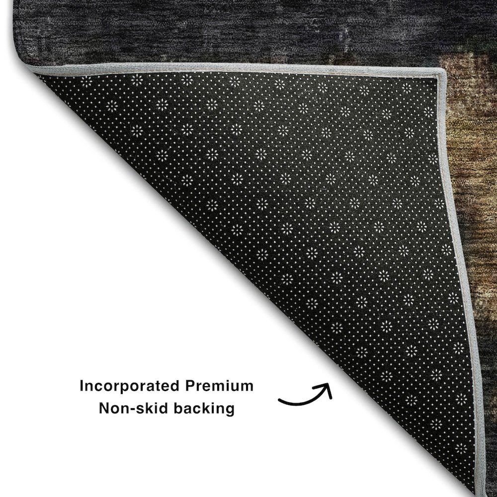 Premium Machine Washable Mayfield AMF1209 Charcoal 8' x 8' Round Rug. Picture 2