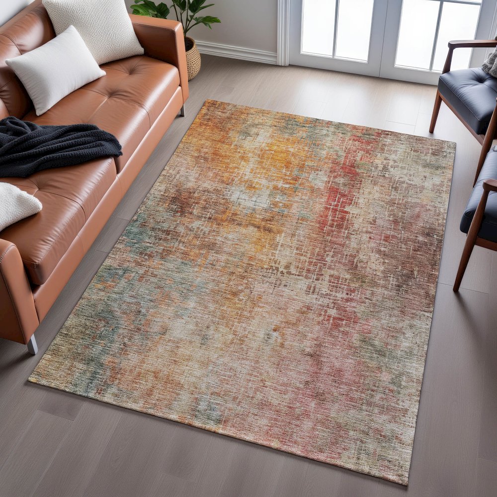 Premium Machine Washable Mayfield AMF1213 Tan 10' x 14' Rug. Picture 6
