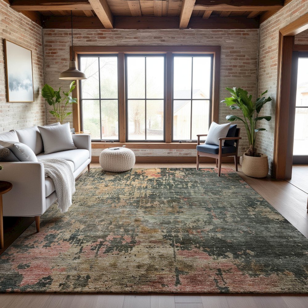 Premium Machine Washable Mayfield AMF1214 Sage 10' x 14' Rug. Picture 5