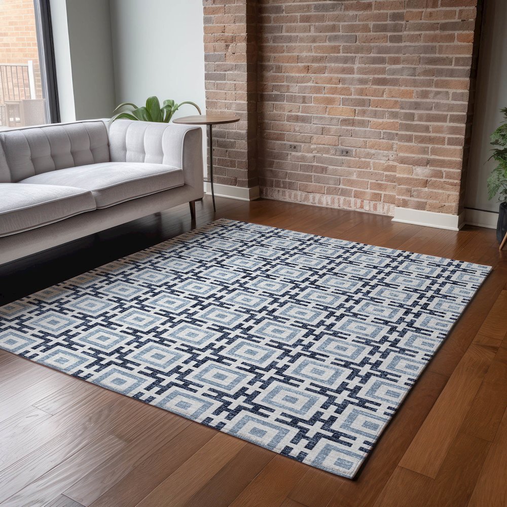 Premium Machine Washable Mayfield  Navy 10' x 14' Rug. Picture 6