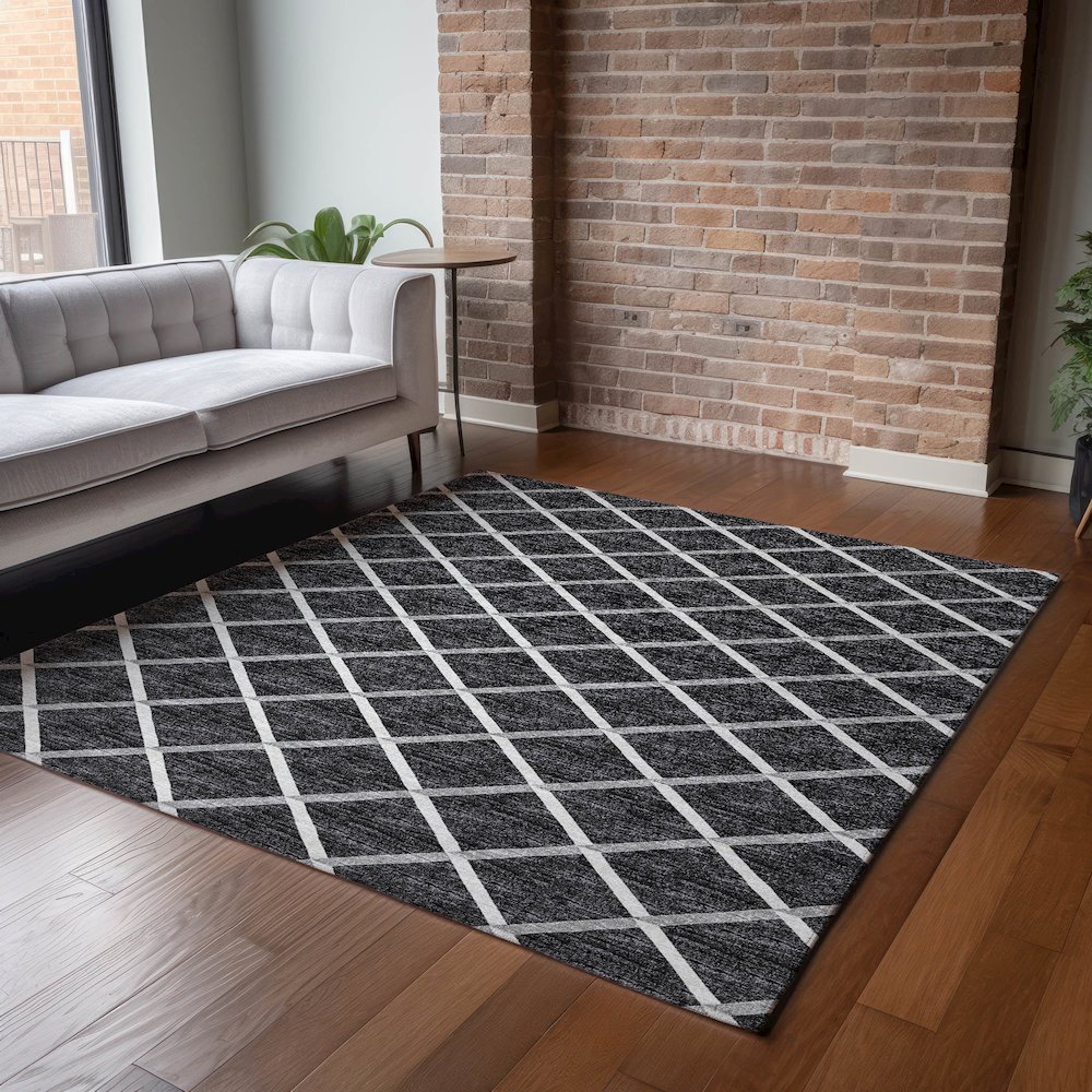 Premium Machine Washable Mayfield  Black 10' x 14' Rug. Picture 6