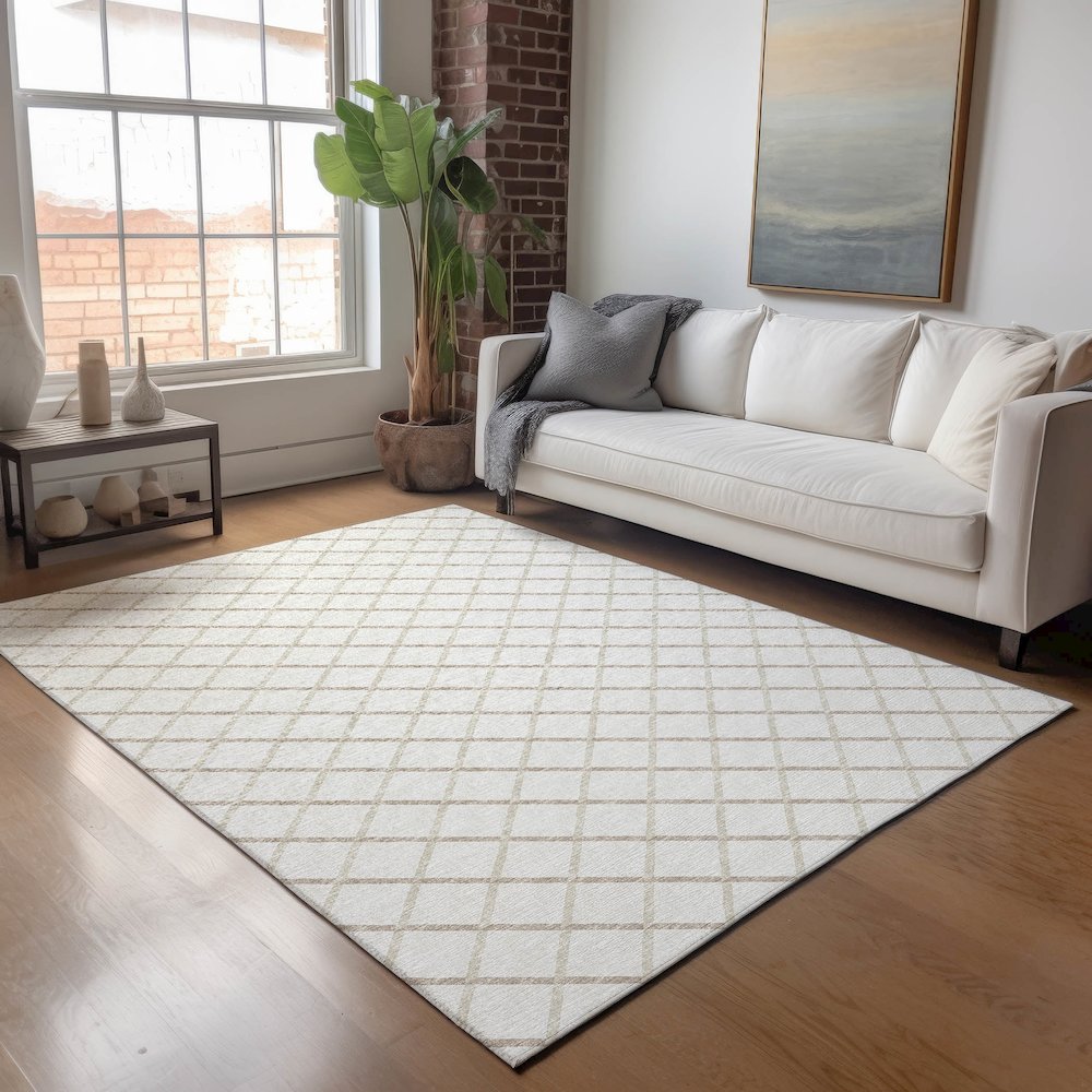Premium Machine Washable Mayfield  Ivory 10' x 14' Rug. Picture 5
