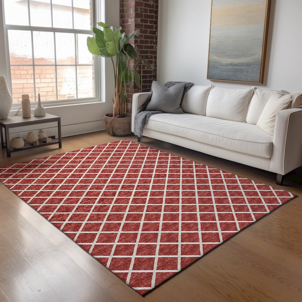 Premium Machine Washable Mayfield  Red 10' x 14' Rug. Picture 5