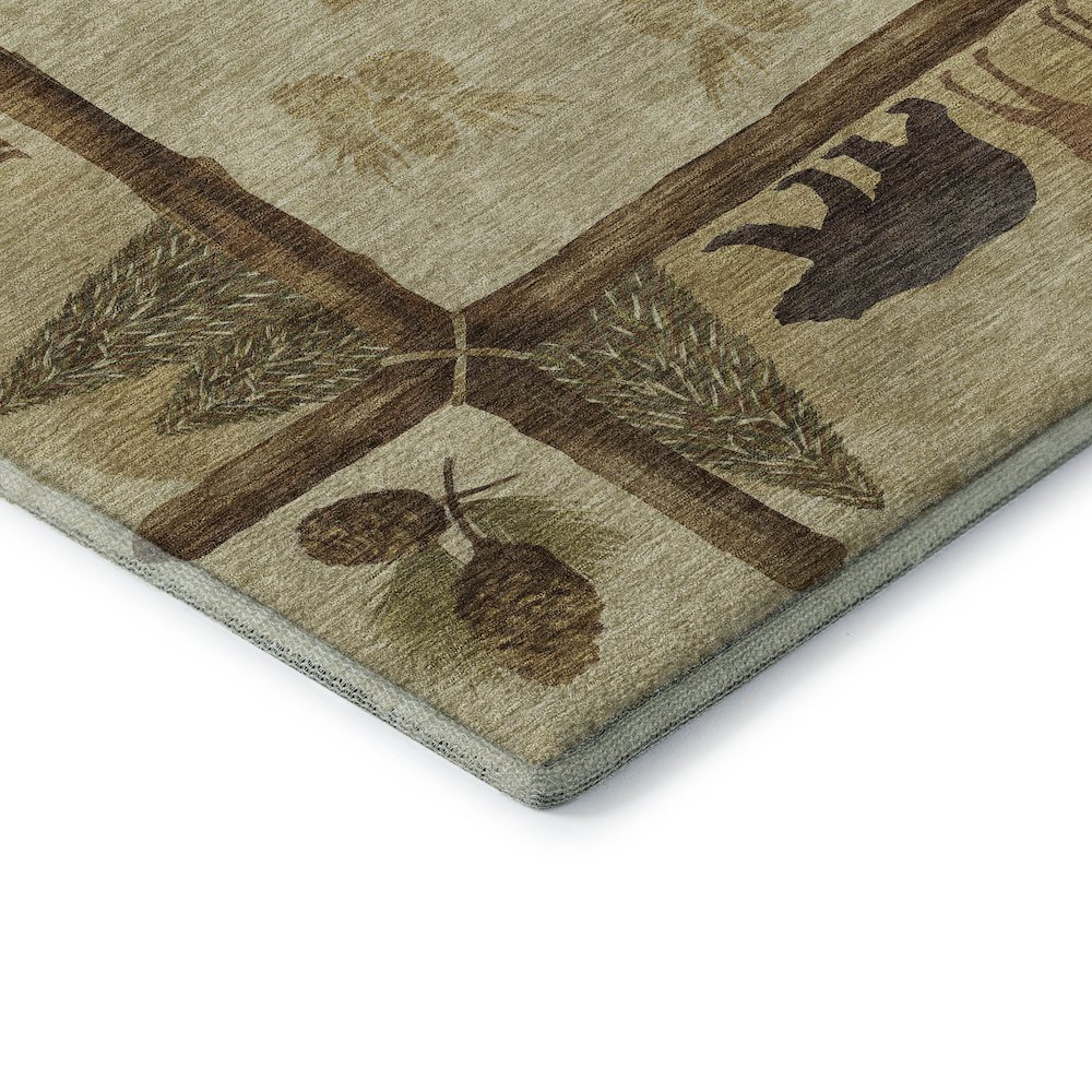 Premium Machine Washable Mayfield  Khaki 8' x 8' Round Rug. Picture 3