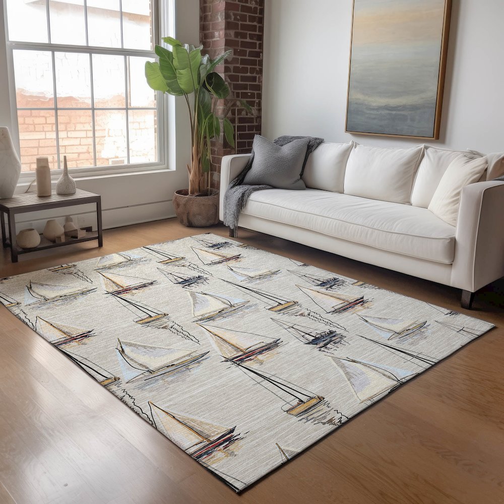 Premium Machine Washable Mayfield  Ivory 10' x 14' Rug. Picture 5