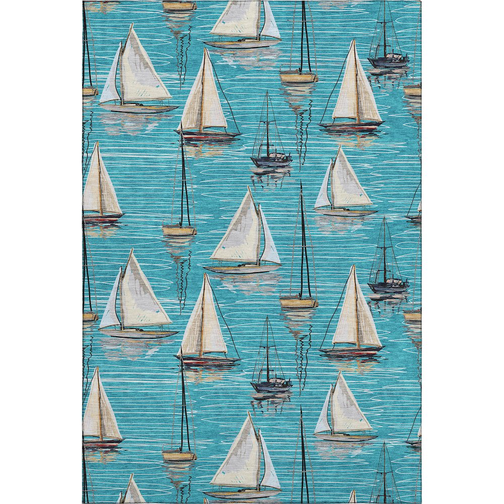 Premium Machine Washable Mayfield  Teal 10' x 14' Rug. Picture 1