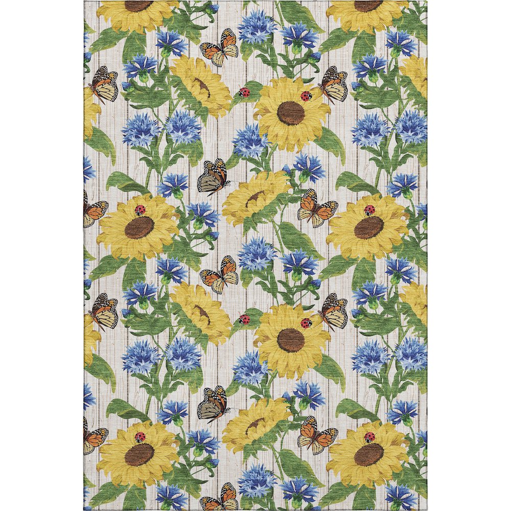 Premium Machine Washable Mayfield  Yellow 10' x 14' Rug. Picture 1