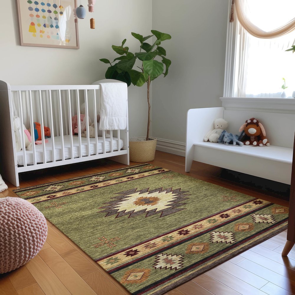 Premium Machine Washable Mayfield  Green 10' x 14' Rug. Picture 5