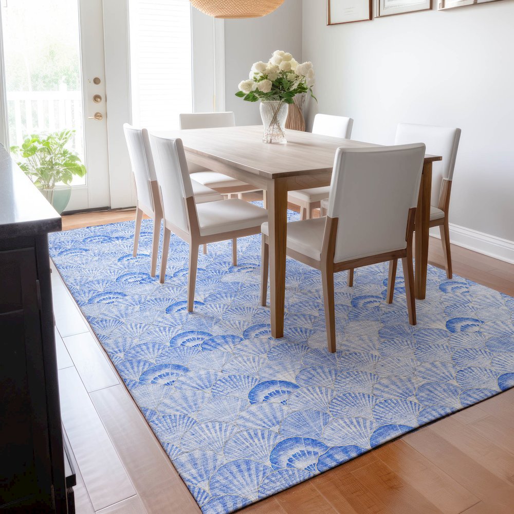 Premium Machine Washable Mayfield  Blue 10' x 14' Rug. Picture 6