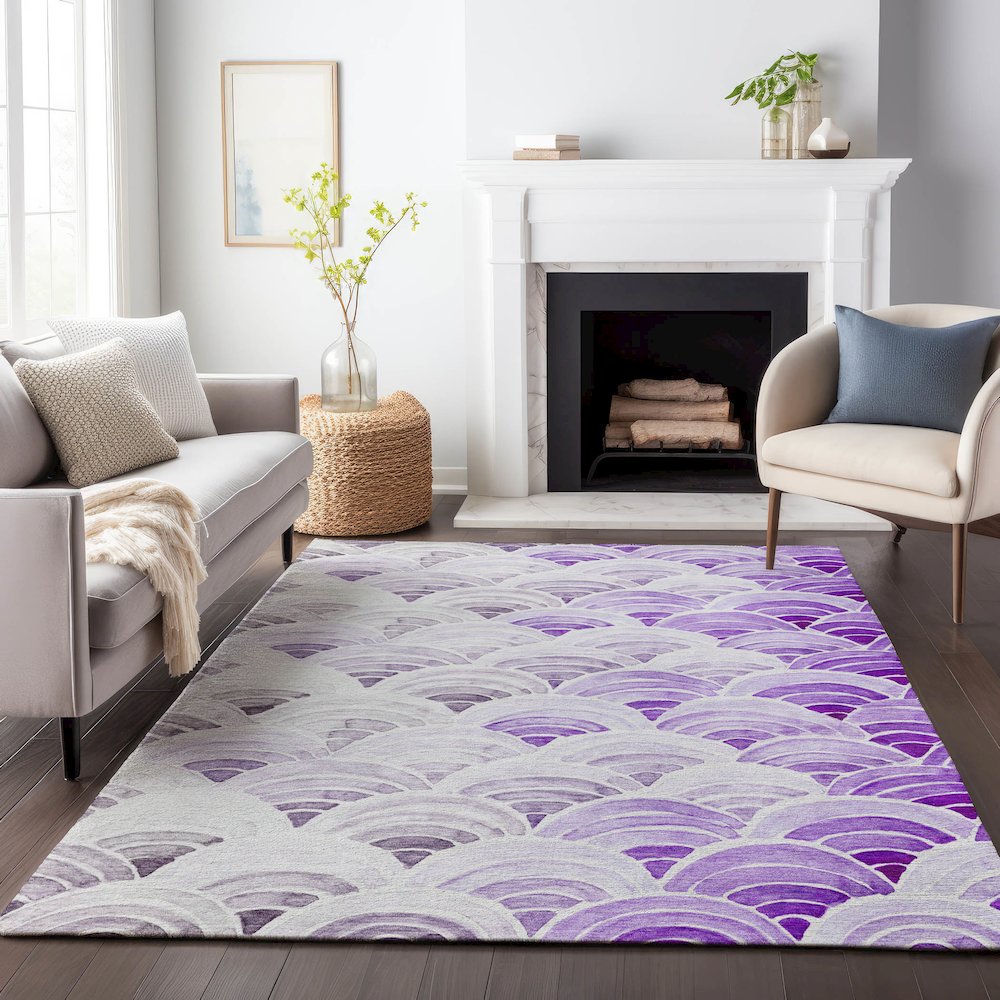 Premium Machine Washable Mayfield  Purple 10' x 14' Rug. Picture 6