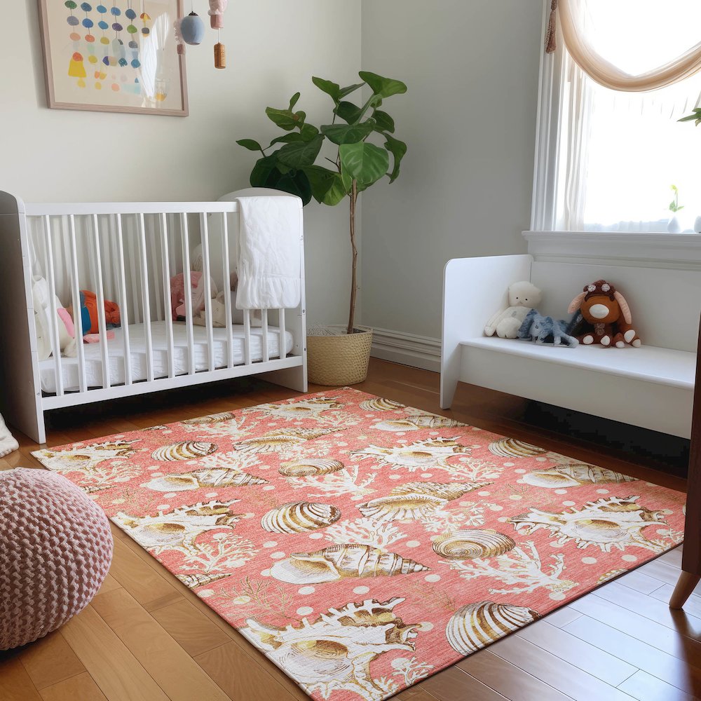 Premium Machine Washable Mayfield  Peach 10' x 14' Rug. Picture 5