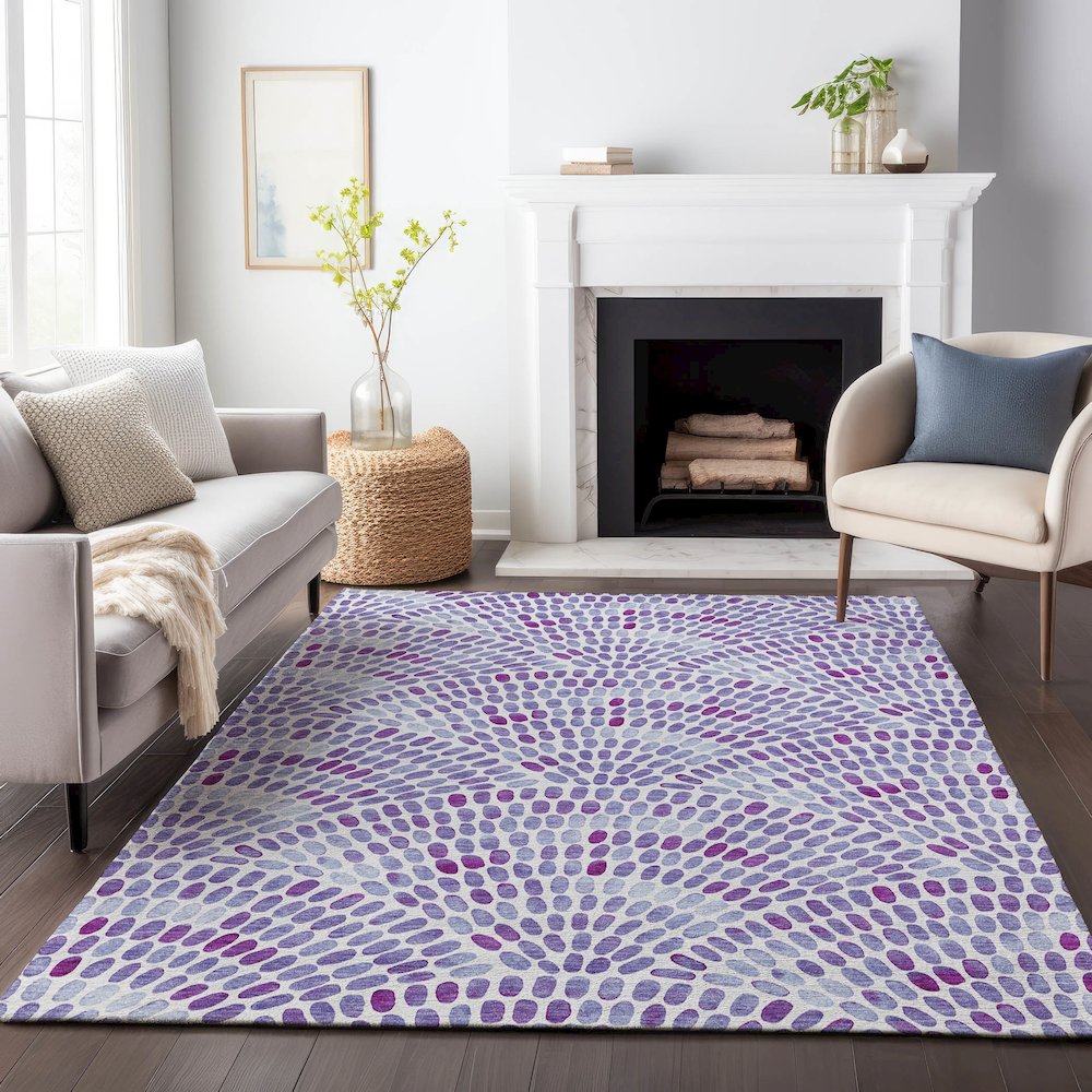 Premium Machine Washable Mayfield  Purple 10' x 14' Rug. Picture 6