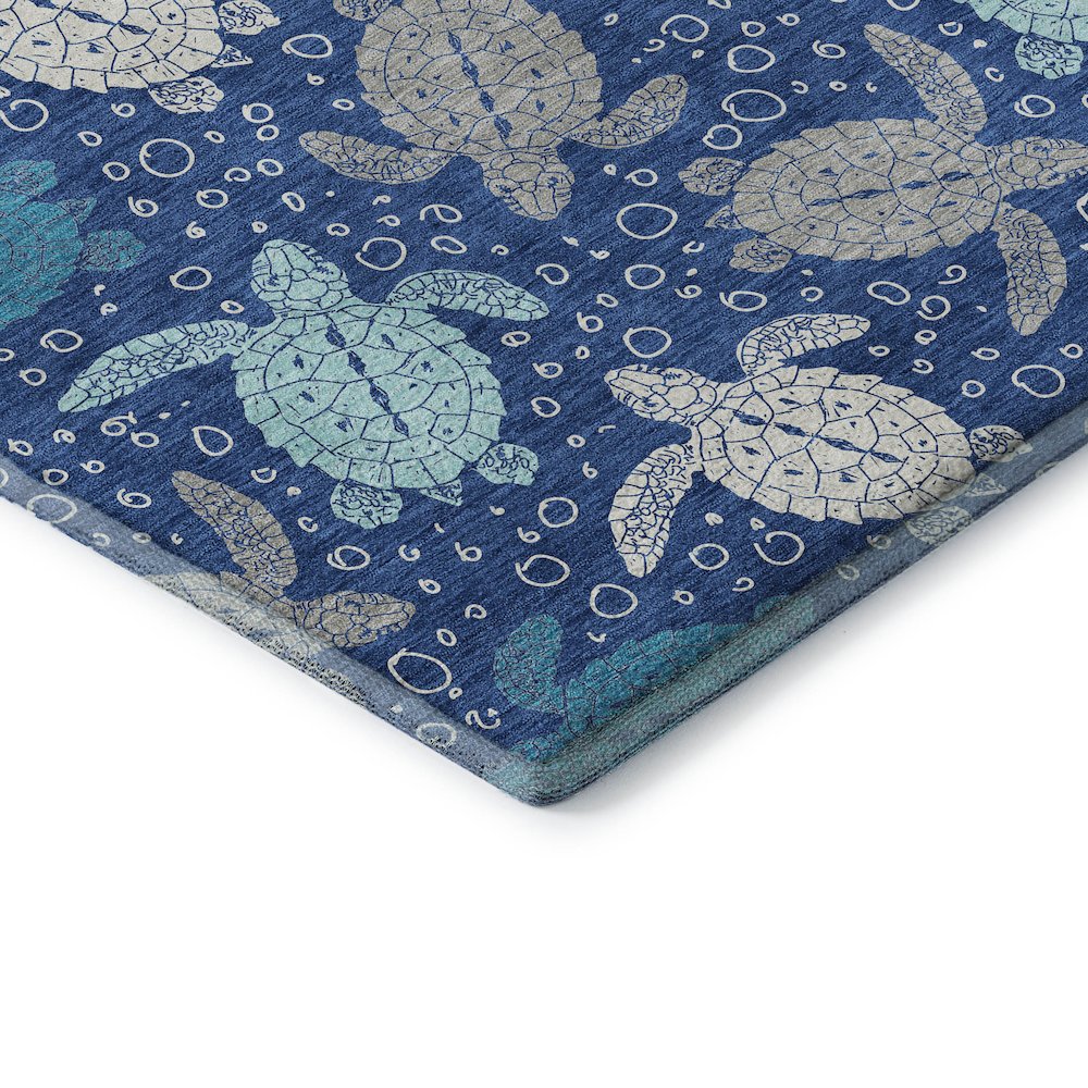 Premium Machine Washable Mayfield  Blue 8' x 8' Round Rug. Picture 3