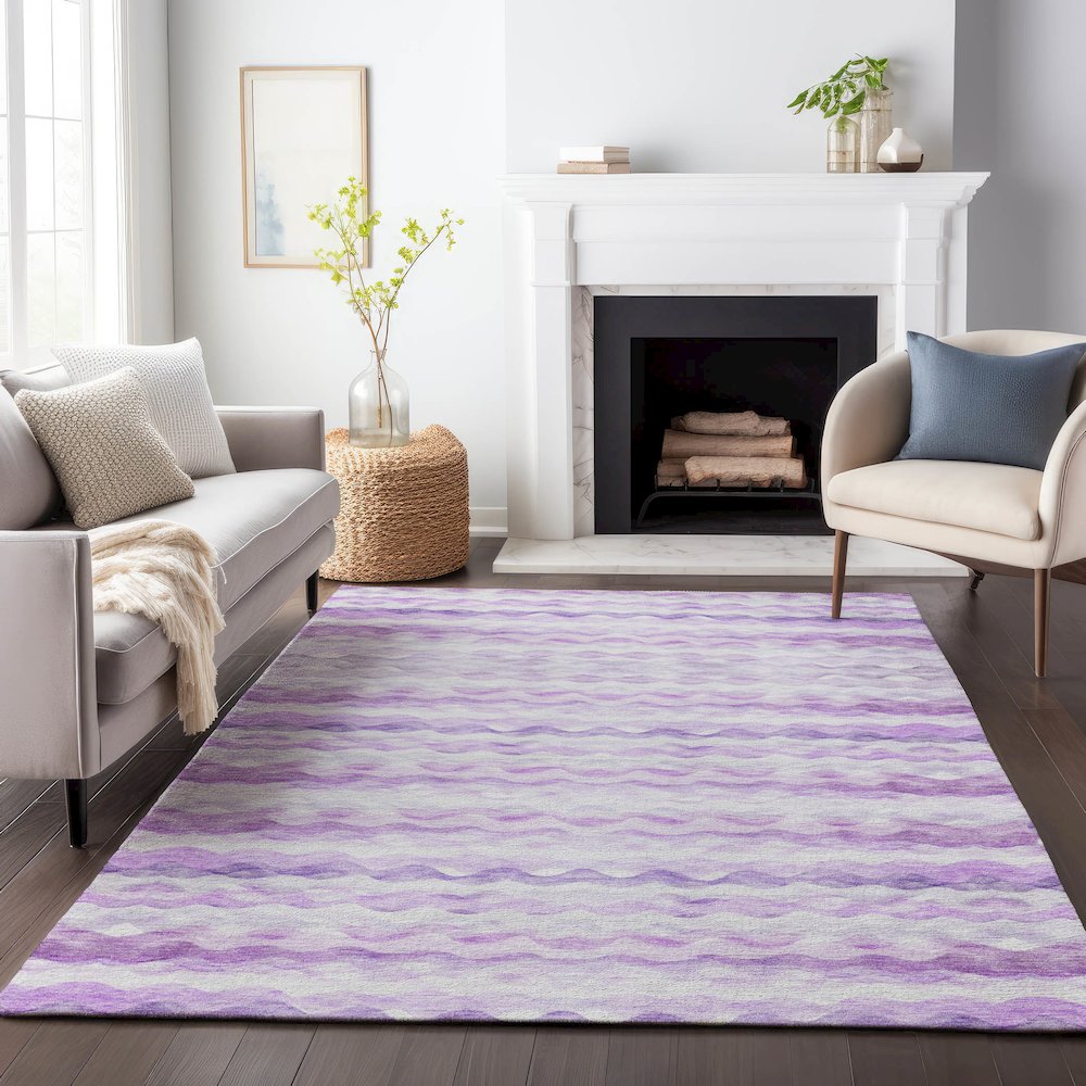 Premium Machine Washable Mayfield  Purple 10' x 14' Rug. Picture 6