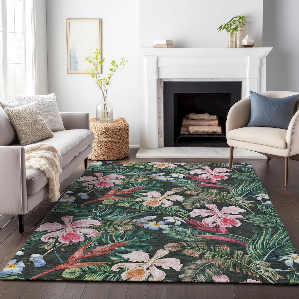 Premium Machine Washable Mayfield  Midnight 10' x 14' Rug. Picture 6