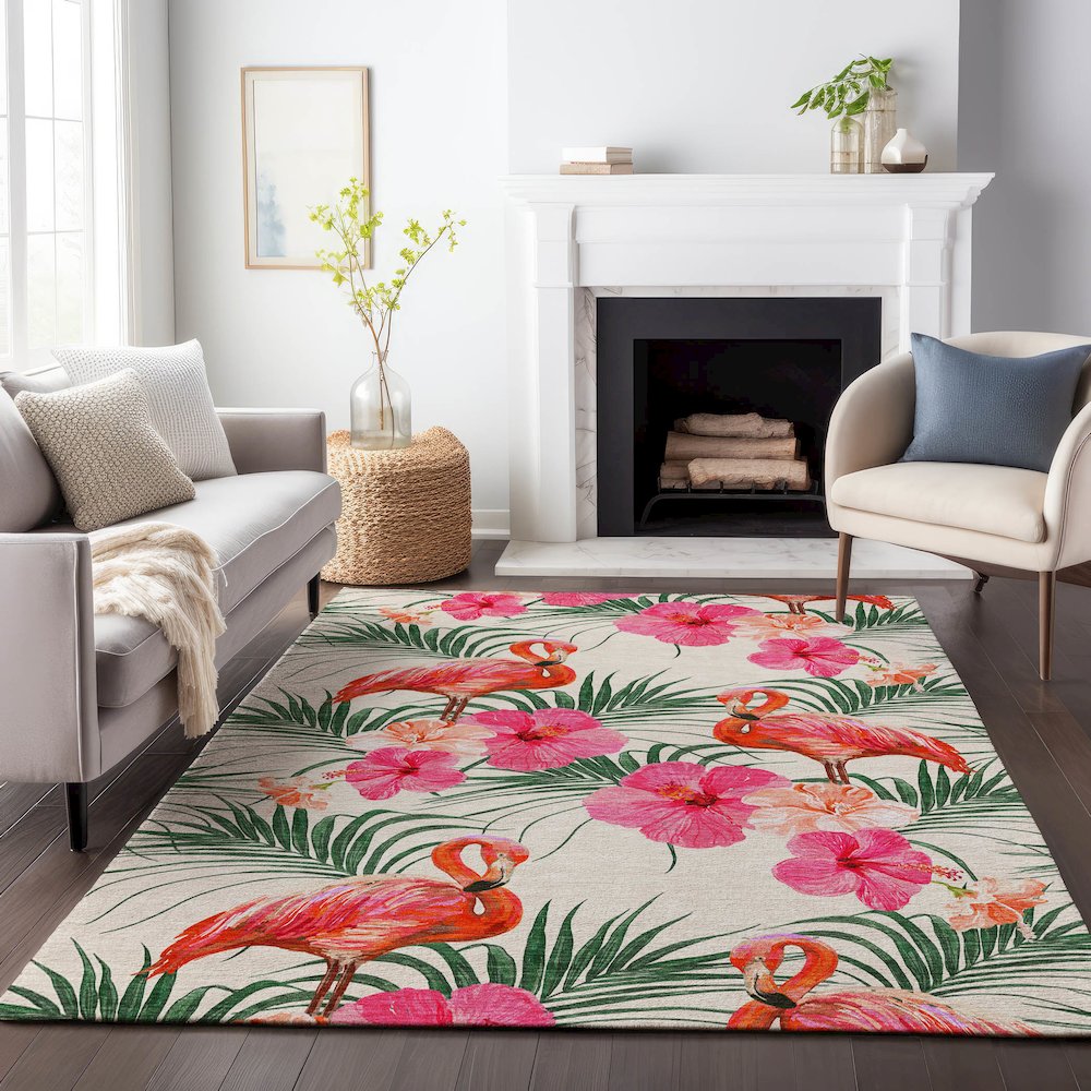 Premium Machine Washable Mayfield  Pink 10' x 14' Rug. Picture 6