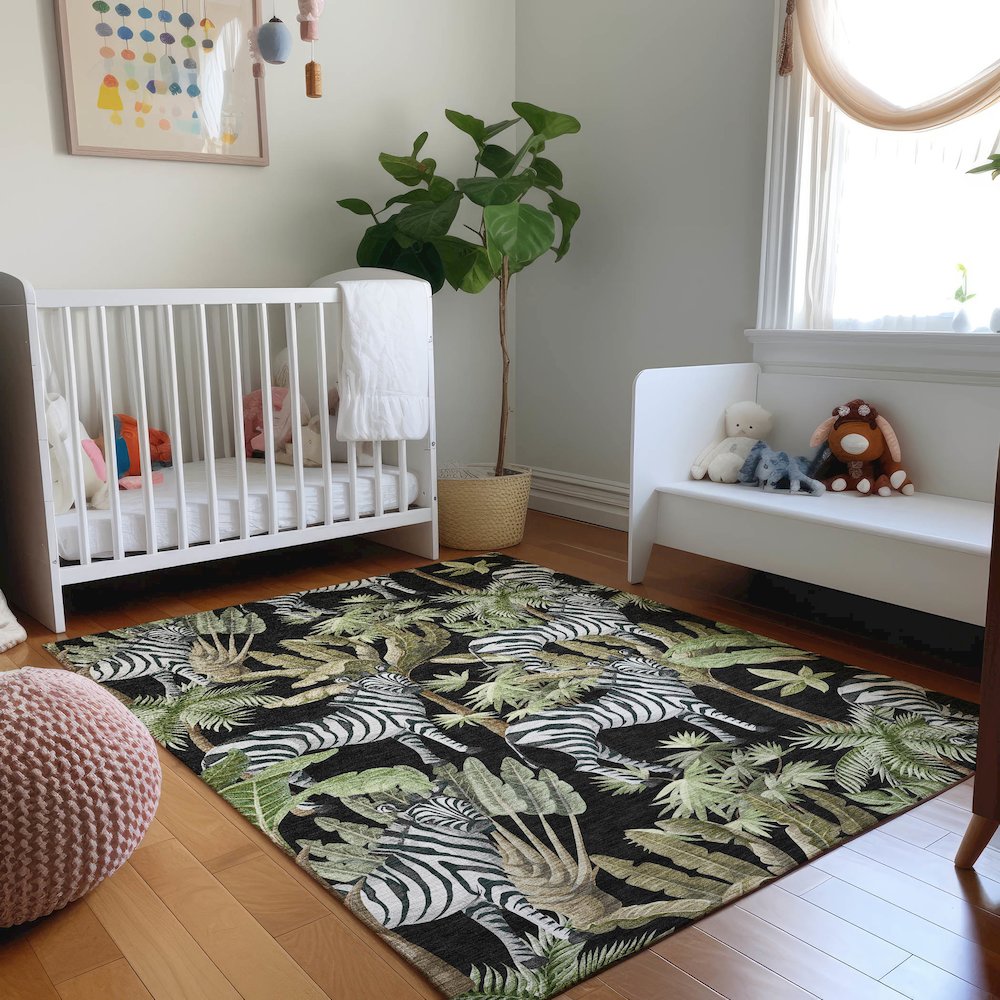 Premium Machine Washable Mayfield  Midnight 10' x 14' Rug. Picture 5