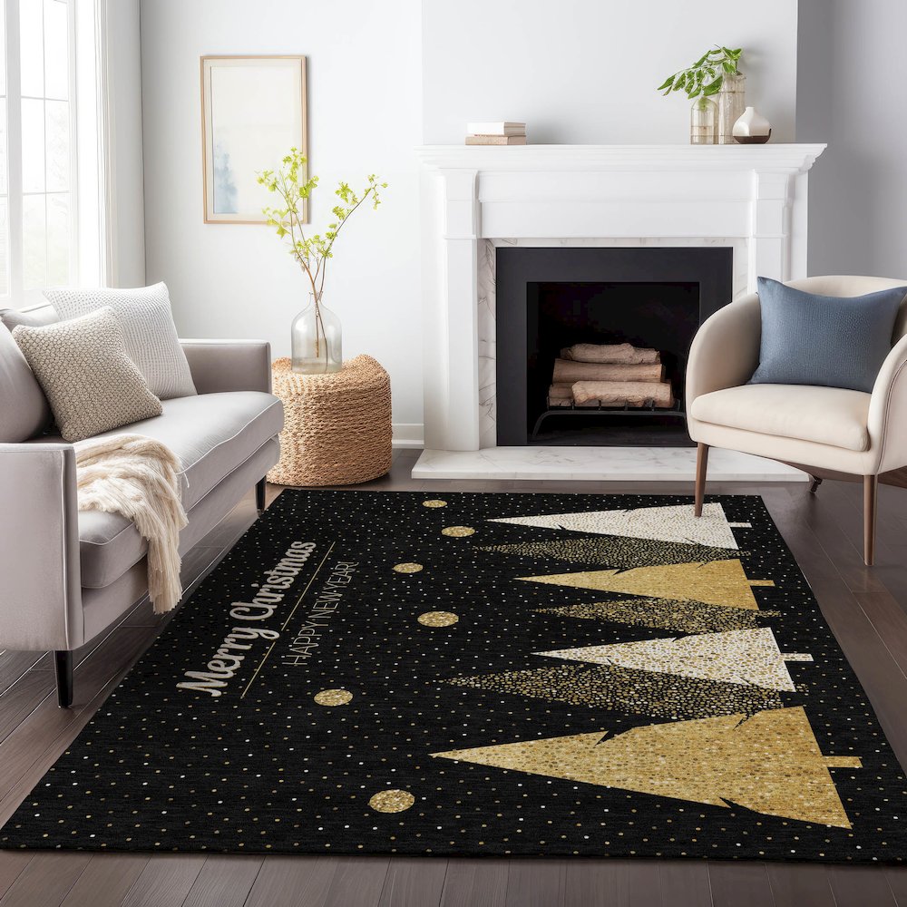 Premium Machine Washable Mayfield  Midnight 10' x 14' Rug. Picture 6