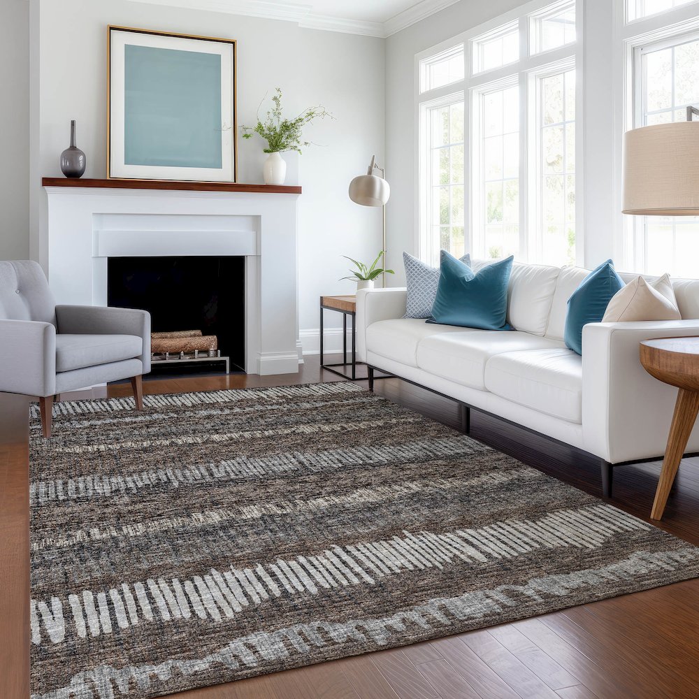 Premium Machine Washable Mayfield  Brown 10' x 14' Rug. Picture 5