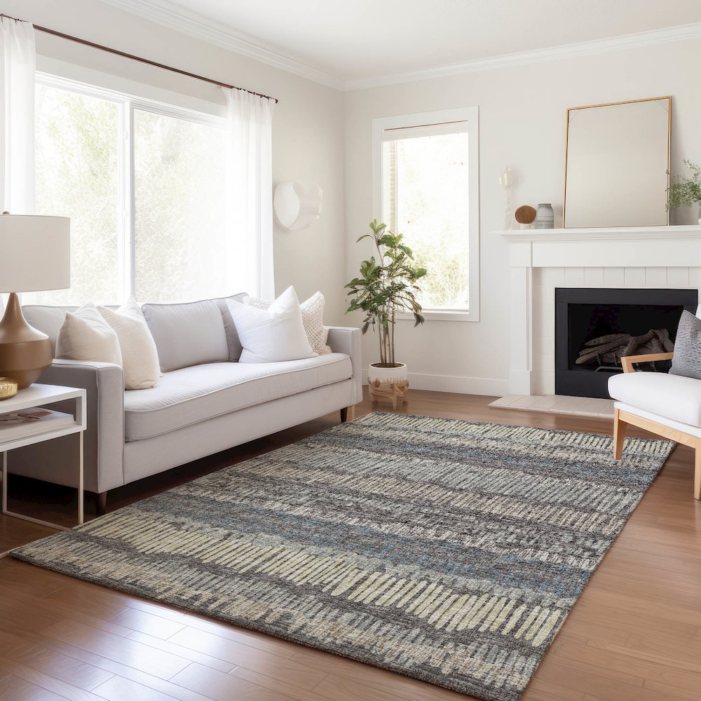 Premium Machine Washable Mayfield  Gray 10' x 14' Rug. Picture 6