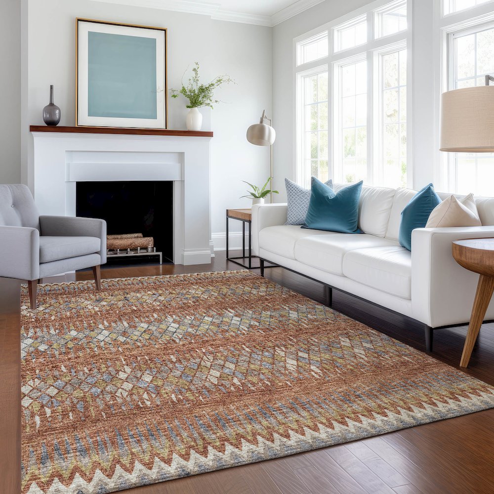 Premium Machine Washable Mayfield  Spice 10' x 14' Rug. Picture 5