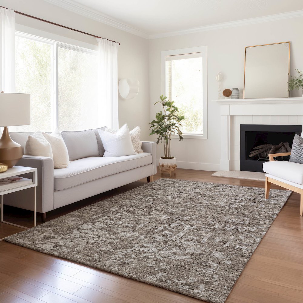 Premium Machine Washable Mayfield  Brown 10' x 14' Rug. Picture 6